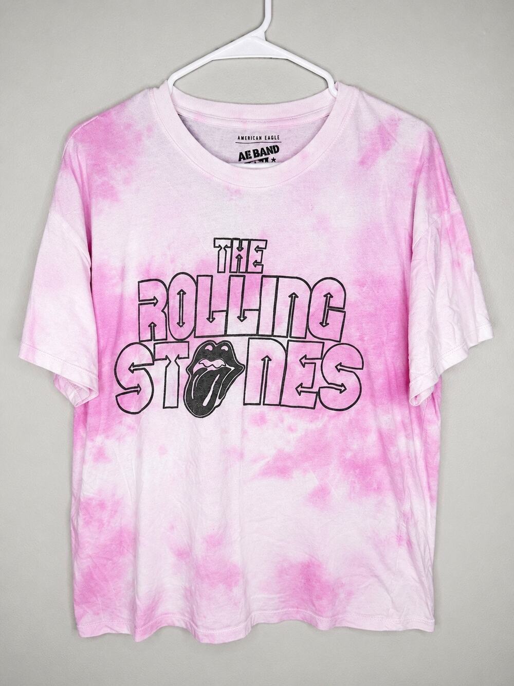 American Eagle Rolling Stones Pink Tie-Dye Oversized Graphic Tee XS/S